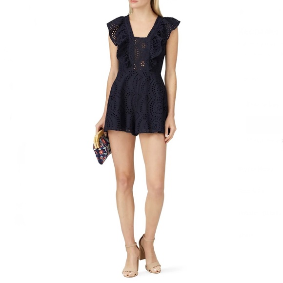 KEEPSAKE THE LABEL NAVY EMBROIDERED EYELET ROMPER - Picture 10 of 10